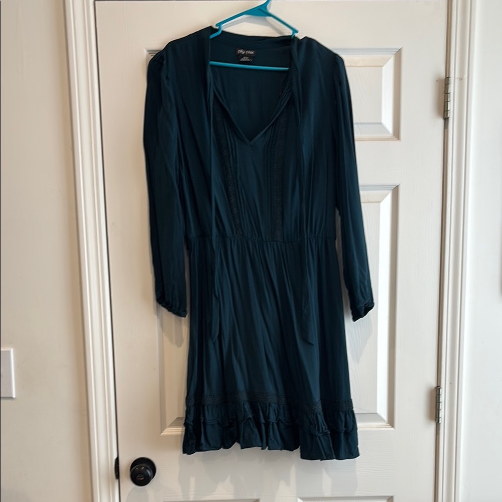 City Chic Teal Long Sleeve Dress
